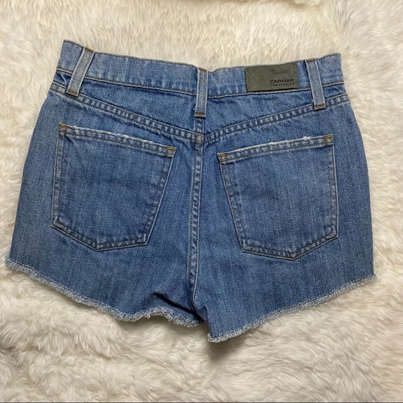 Carmar Distressed Denim Shorts Button Fly Size 25 - Picture 2 of 7
